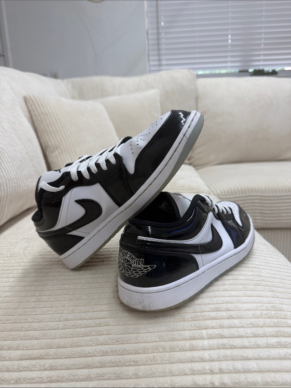 Jordan Men's Low Top Sneakers - Black & White - Picture 5 of 5
